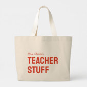 パーソナライズされた先生名ミニマルかわいい ラージトートバッグ (裏面)