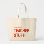 パーソナライズされた先生名ミニマルかわいい ラージトートバッグ (正面)