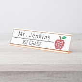 パーソナライズされた先生名教室新学期 デスクネームプレート (正面)