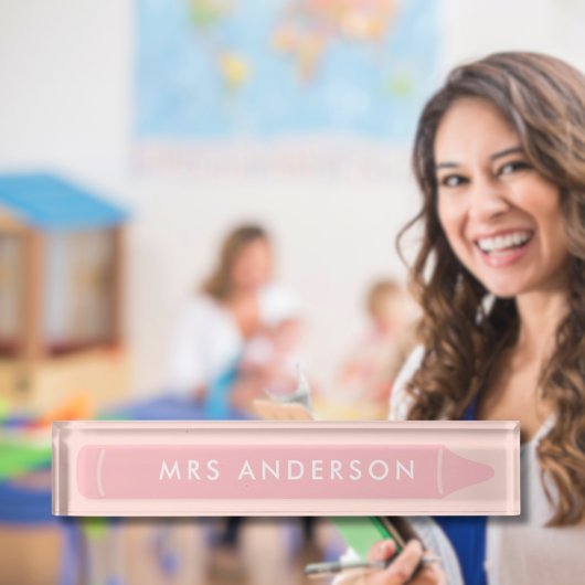 パーソナライズされた先生名鉛筆モダンピンクデスク デスクネームプレート