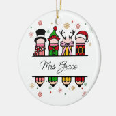 パーソナライズされた先生名鉛筆、クリスマスプレゼント セラミックオーナメント (左)