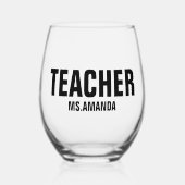 パーソナライズされた先生名 ステムなしワイングラス (正面)