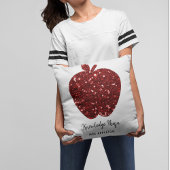 パーソナライズされた先生名Red Appleフェイクグリッター クッション