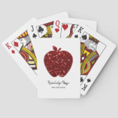 パーソナライズされた先生名Red Appleフェイクグリッター トランプ (裏面)