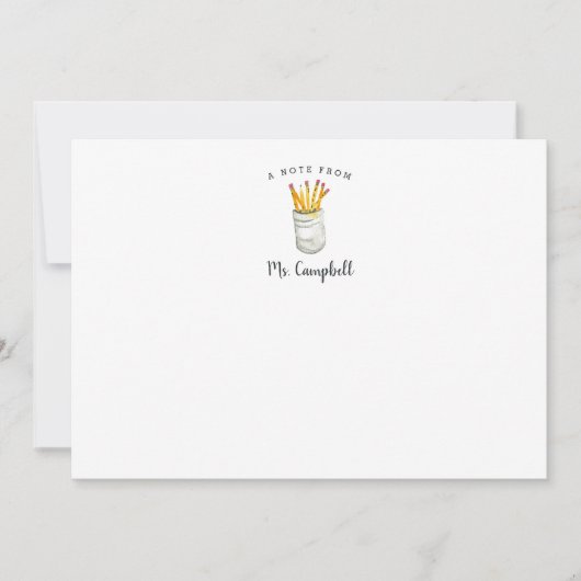 パーソナライズされた先生文房具フラット ノートカード (正面)