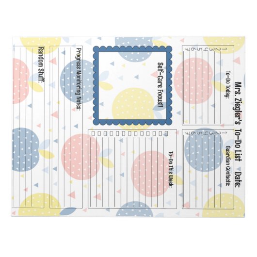 パーソナライズされた先生毎日のTo Doリストのリンゴ ノートパッド (正面)