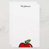 パーソナライズされた先生紙 |赤いリンゴ 便箋 (正面/裏面)