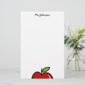 パーソナライズされた先生紙 |赤いリンゴ 便箋 (スタンド正面)