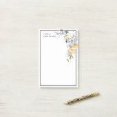 パーソナライズされた先生縁ど水色バラ ポストイット (デスク上)