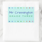 パーソナライズされた先生色のドット 長方形シール (バッグ)