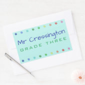 パーソナライズされた先生色のドット 長方形シール (封筒)