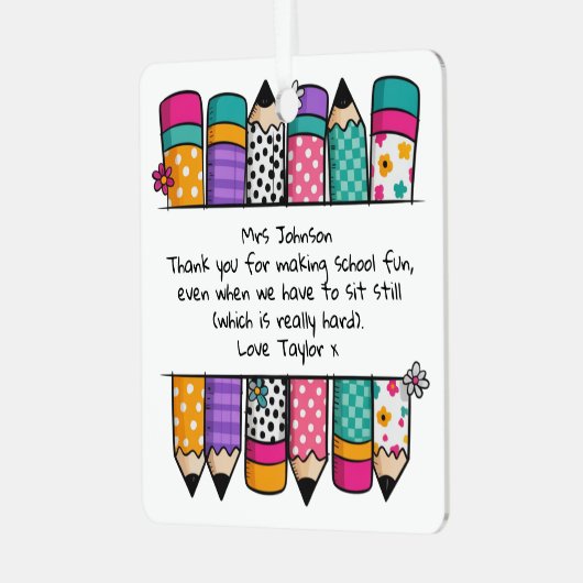 パーソナライズされた先生評価 メタルオーナメント (正面左)