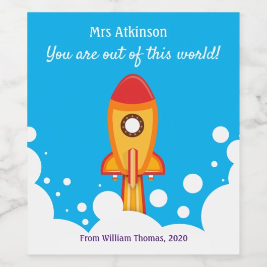 パーソナライズされた先生評価 ワインラベル (シングルラベル)