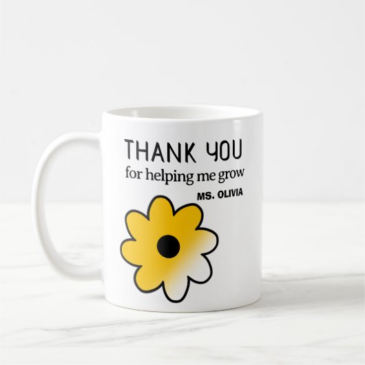 パーソナライズされた先生謝礼ギフト名前をカスタムする コーヒーマグカップ (左)