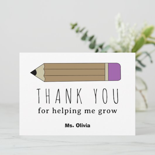 パーソナライズされた先生謝礼ギフト名前をカスタムする サンキューカード (スタンド正面)