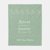 パーソナライズされた先生退職したセージ緑ホワイト フリースブランケット (正面)