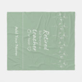 パーソナライズされた先生退職したセージ緑ホワイト フリースブランケット (正面(横))