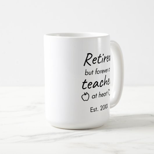 パーソナライズされた先生退職ミニマモダンリスト コーヒーマグカップ (正面右)