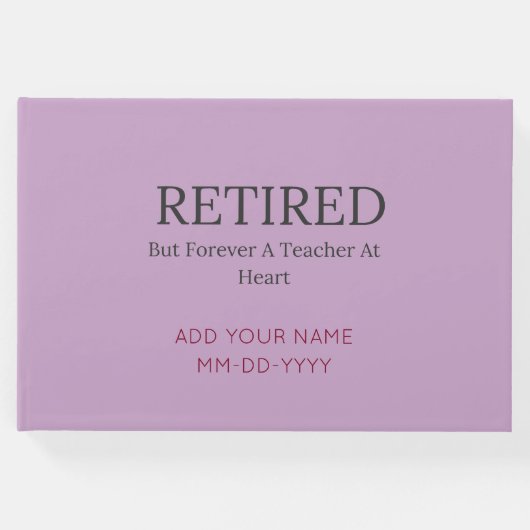 パーソナライズされた先生退職金ミニマリスト ゲストブック (正面)