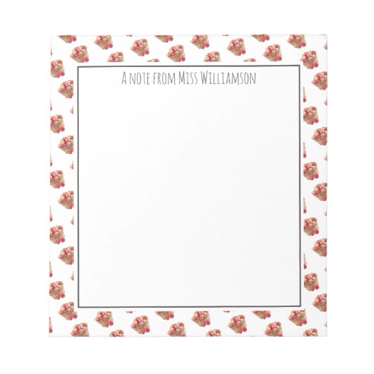 パーソナライズされた先生鑑賞りんご ノートパッド (正面)