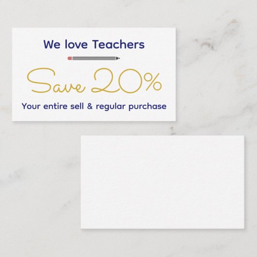 パーソナライズされた先生 – ギフカスタマイズト 割引カード (正面/裏面)