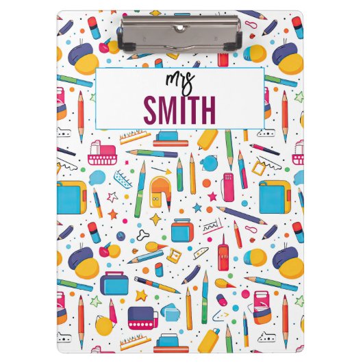 パーソナライズされた先生-名前をカスタムする新学期 クリップボード (正面)