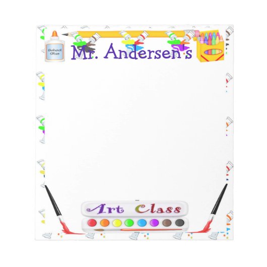 パーソナライズされた先生Art Classメモ帳 ノートパッド (正面)