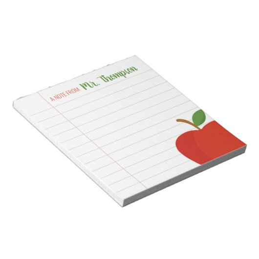 パーソナライズされた先生Red Apple Notepad ノートパッド (アングル)