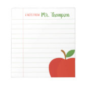 パーソナライズされた先生Red Apple Notepad ノートパッド (正面)
