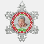 パーソナライズされた写生まれたばかりの真オーナメント スノーフレークピューターオーナメント (正面)