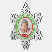 パーソナライズされた写生まれたばかりの真オーナメント スノーフレークピューターオーナメント (右)