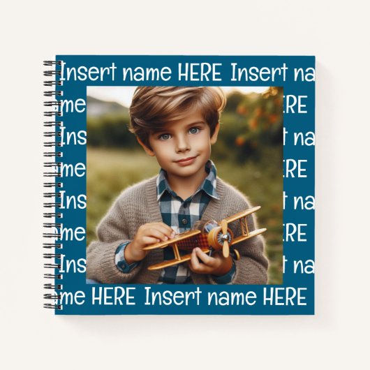 パーソナライズされた写真とタイトル すべての機会に最適なオーシャンブルー ノートブック (正面)