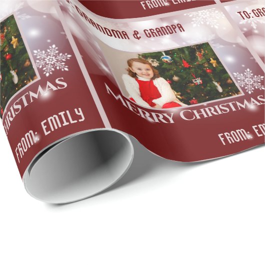 パーソナライズされた写真と名前の折り返し紙 ラッピングペーパー (ロールコーナー)