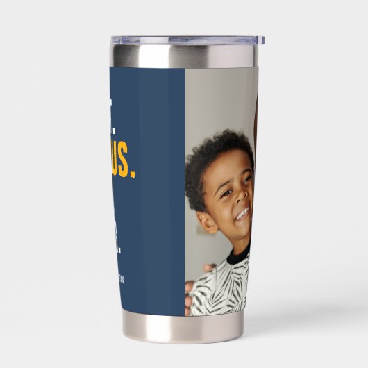 パーソナライズされた写真と文字最高のパパEver 保温保冷タンブラー (左面)