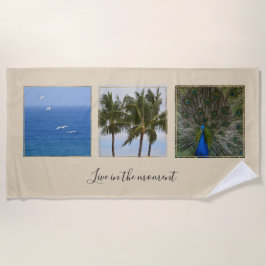パーソナライズされた写真と文字     ビーチタオル