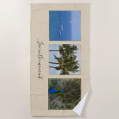 パーソナライズされた写真と文字     ビーチタオル (正面)