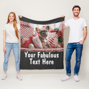 パーソナライズされた写真と文字 フリースブランケット