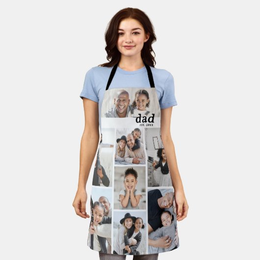 パーソナライズされた写真のコラージュ お父さん用エプロン エプロン (着用した状態)