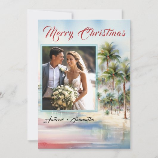パーソナライズされた写真のビーチクリスマスカード 招待状 (正面)