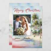 パーソナライズされた写真のビーチクリスマスカード 招待状 (正面/裏面)