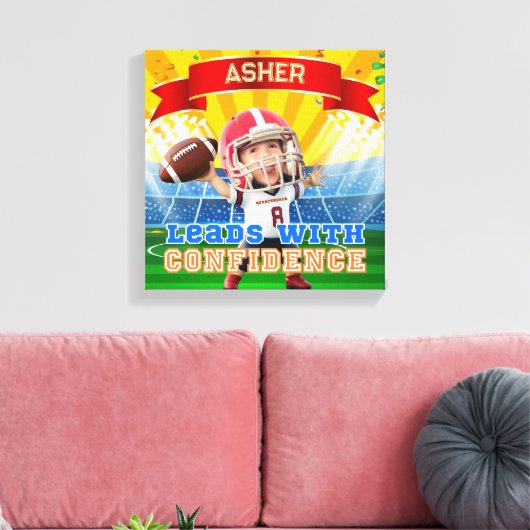 パーソナライズされた写真のフットボール　赤いクォーターバック キャンバスプリント (インサイチュ (リビング))