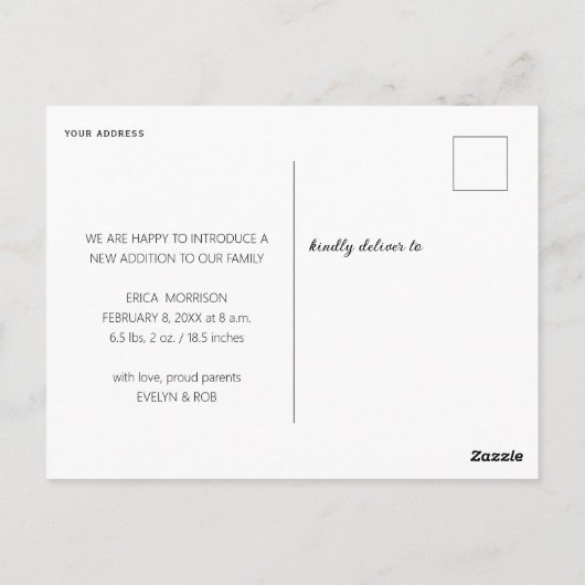 パーソナライズされた写真の発表 ポストカード (裏面)