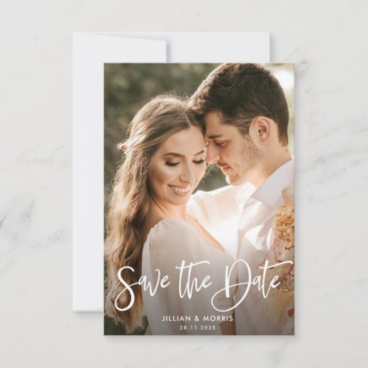 パーソナライズされた写真を使った「Save the Date」招待状 招待状 (正面)