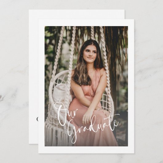 パーソナライズされた写真エレガント卒業シック 案内状 (正面/裏面)