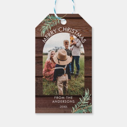 パーソナライズされた写真クリスマスウッドギフトラベル ギフトタグ (正面)