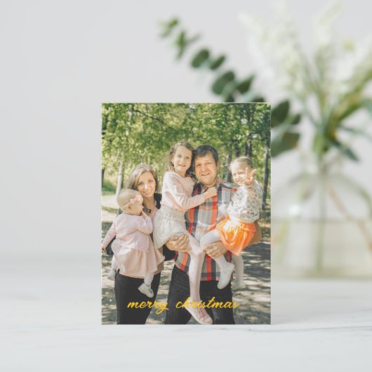 パーソナライズされた写真クリスマスカーカスタムド シーズンポストカード (スタンド正面)