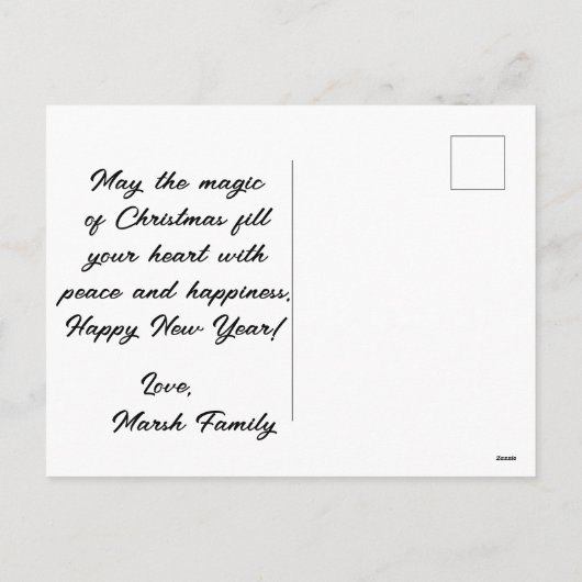 パーソナライズされた写真クリスマスカーカスタムド シーズンポストカード (裏面)