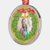 パーソナライズされた写真クリスマスツリーオーナメント メタルオーナメント (左)