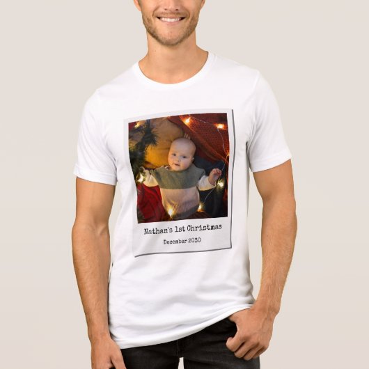 パーソナライズされた写真クールヴィンテージ第1クリスマス トライブレンドＴシャツ (正面)