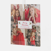 パーソナライズされた写真コラージュ写真クリスマス ガラスオーナメント (正面左)